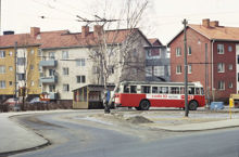 Ändhållplatsen "Årsta Södra" för trådbusslinje 91