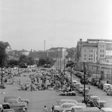Klara Strand norrut med Klarahallen t.h. och därefter Centralsaluhallen. Tidigare kv. Grönsakshallen, nu kv. Blekholmen.