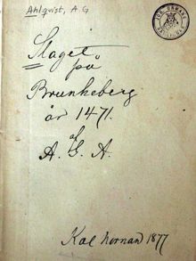 Slaget på Brunkeberg 1471 - historisk skrift 1877