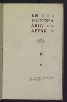 En hundraårig affär : E.G Tjäder & son : Stockholm
