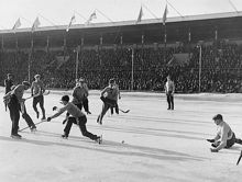 Landskamp i bandy 1933, Sverige - Finland. På Stadion
