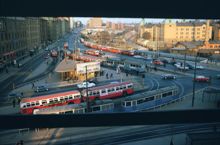 Hornsplan med bussar och spårvagnar