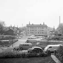 Torkel Knutssonsgatan (i förgrunden) vid Lundagatan västerut. Längst t.h. går Ludvigsbergsgatan