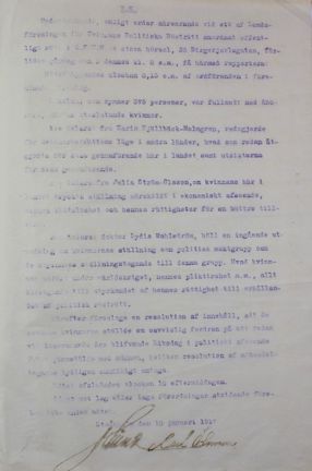 PM från möte med Landsföreningen för kvinnans politiska rösträtt 1917