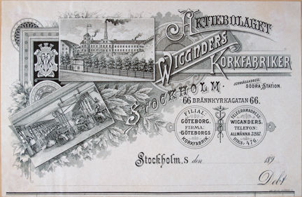 Tryckt fakturahuvud med bild och text i svart.