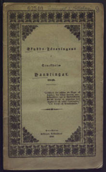 Skydds-föreningens i Stockholm handlingar 1848.