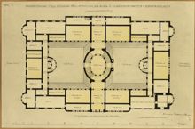 Ragnar Östbergs förslag till Rådhus från 1902, plan av våningen 1 1/2 tr.