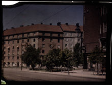Karlbergsvägen västerut mot kv. Verdandi vid korsningen av Sankt Eriksgatan