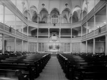 Blasieholmskyrkan, interiör. Blasieholmsgatan 5. Kyrkan revs 1964