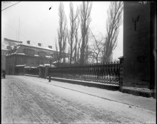 Vinterbild med Jakobs kyrkogård från Västra Trädgårdsgatan