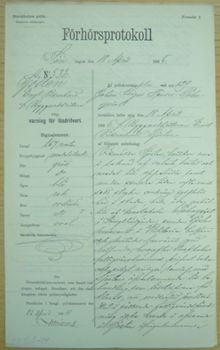 F.d. byggnadsritaren Ernst Bernhard Sjösten, 42, varnad för lösdriveri 18 april 1886 - polisförhör