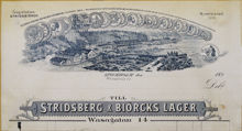 Fakturahuvud. Stridsberg & Biörcks lager