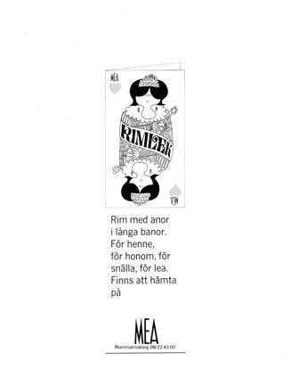 Svart text och bild på vit botten med ett broschyr. 