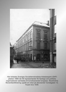 Sveriges socialdemokratiska arbetareparti bildas - Olof Palmes gata 12 – minnesmärke