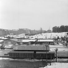Utsikt över kv. Linjalen och Mätningsmannen från Södra Stations gamla personalhus