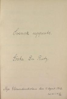 "Bostädernas hygieniska anordning" - elevuppsats av Gösta Du Rietz Nya Elementarskolan 1912