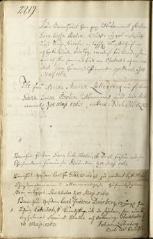 Barnhusflickan Sara Catharina Bolin, född omkring 1747