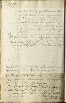 Kvittot fr&#xE5;n Allm&#xE4;nna barnhuset d&#xE4;r man kan l&#xE4;sa vad Sara Catharina Bolin fick med sig f&#xF6;r kl&#xE4;der n&#xE4;r hon flyttade fr&#xE5;n barnhuset till r&#xE5;dmans&#xE4;nkan Zetterberg 1763.
