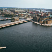 Utsikt från Stadshustornet mot Centralbron, Riddarholmen och Gamla Stan