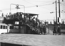 Station Slussen. Ombyggnad till tunnelbana.Trappa ner från Södermalmstorg.