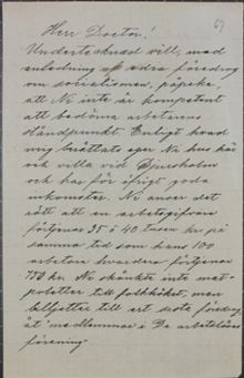 "Ni vet inte att man föredrar mat i stället för föredrag när magen skriker" - brev till Anton Nyström 1892