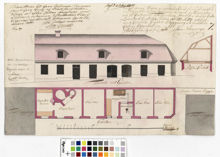 Ritning över hus i kvarteret Justitia