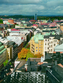 Flygfoto norrut över Sveavägen
