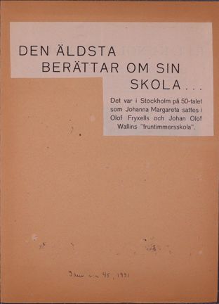 Tidningsartikel om Wallinska skolan
