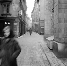 Kindstugatan mot nordost från korsningen Svartmangatan