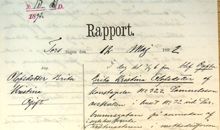 Brita Kristina Olofsdotter omhändertagen hemma hos metodistförsamlingens vaktmästare - polisrapport inkommen till dårdiariet 12 maj 1892