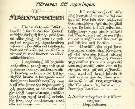 Arbetartågets adress till regeringen 