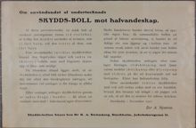 Om användandet af undertecknads SKYDDS-BOLL mot hafvandeskap
