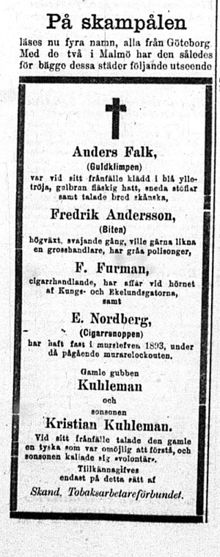 Uthängda strejkbrytande tobaksarbetare år 1896