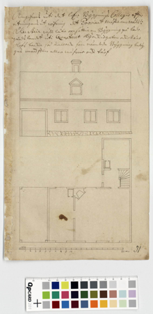 Ritning över hus vid Kyrkogatan