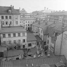 Vy över gårdshusen i kvarteret Riddaren