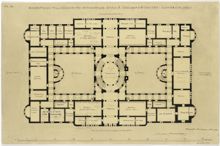 Ragnar Östbergs förslag till Rådhus från 1902, plan av våningen 1 tr.