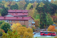 Kärrtorp, vy från Hammarbyhöjden över Åstorpsringen och Fyrskeppsvägen med kvarteren Barsebäck och Falsterbo
