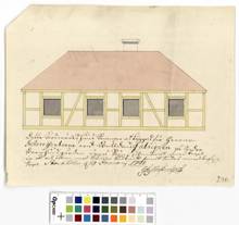 Ritning över hus i kvarteret Barnhuset