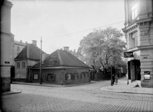 Hörnet av Bondegatan 54 och Renstiernas Gata 30 A. Huset rivet 1929