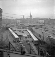 Slussen tunnelbanestation vid invigningen 1950