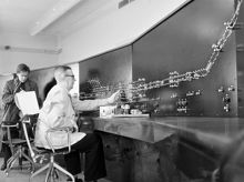 Manöverrum för drift av tunnelbana. (Den västra grenen, Kungsgatan/Hötorget-Vällingby invigdes 26.10.1952. Stationen hette Kungsgatan 1952-1957)