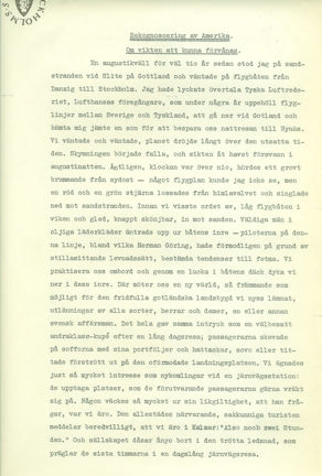 Del 1. Om vikten att kunna förvånas. Ett flygminne från 1920-talet.