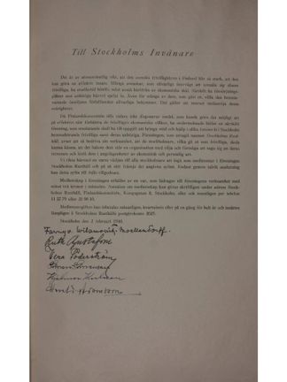 Upprop från Stockholms Rusthåll 1940 .