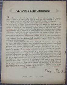 Arbetarnes ring söker stöd av riksdagsmän 1883