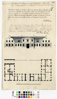 Ritning över hus i f.d. kvarteret Barnängsbacken
