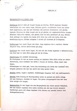 Redogörelse för olika fritidsgårdars verksamhet