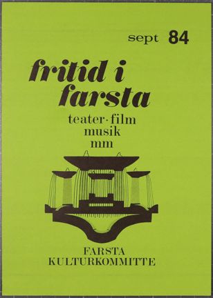 Grön broschyr med program för kulturvecka i Farsta