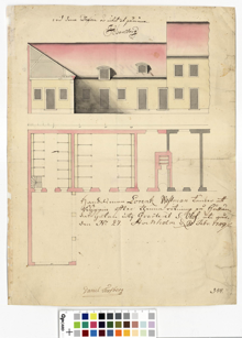 Ritning över hus i kvarteret Sankt Olof