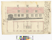 Ritning över hus vid Regeringsgatan