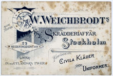 Reklamtryck. W. Weighbrodt's Skrädderiaffär